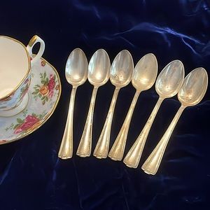 6 Antique Teaspoons Edwardian silver plate, Roger’s 1912 Cromwell